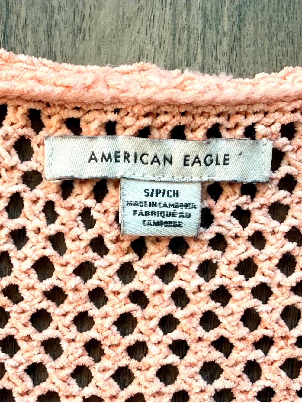 American Eagle Tangerine Open-Weave Tie-Front Cardigan Size S - Picture 5 of 5